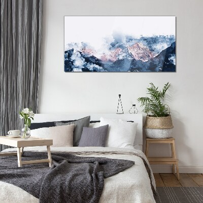 Bild auf glas Berglandschaft in Blautönen