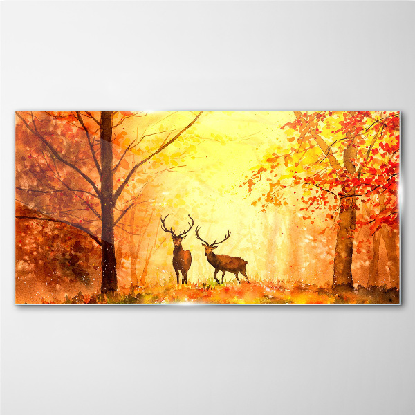 Glasbild Herbsttreffen der Hirsche