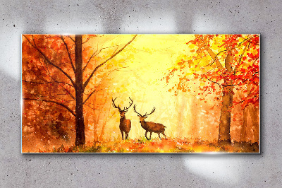 Glasbild Herbsttreffen der Hirsche