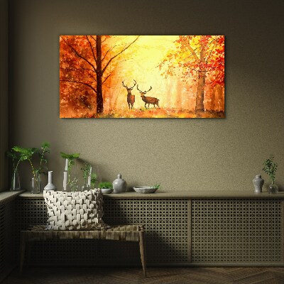Glasbild Herbsttreffen der Hirsche
