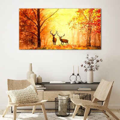 Glasbild Herbsttreffen der Hirsche
