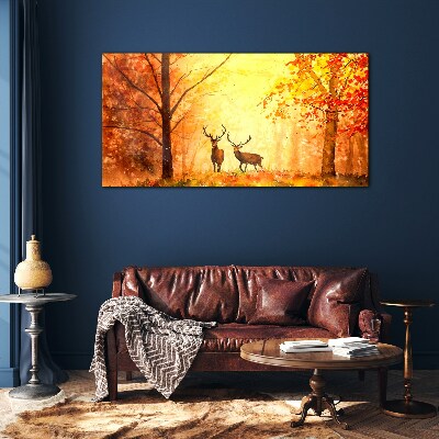 Glasbild Herbsttreffen der Hirsche
