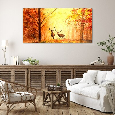 Glasbild Herbsttreffen der Hirsche