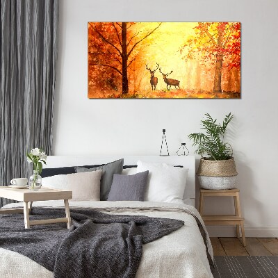 Glasbild Herbsttreffen der Hirsche