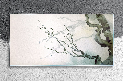 Glasbild Zarte Zweige in Aquarell