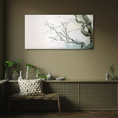 Glasbild Zarte Zweige in Aquarell
