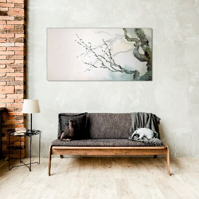 Glasbild Zarte Zweige in Aquarell