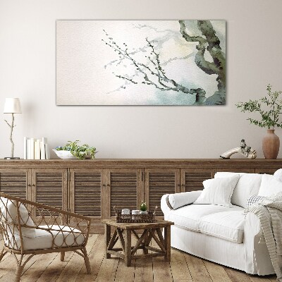 Glasbild Zarte Zweige in Aquarell