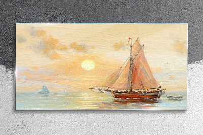 Glasbild Ein ruhiger Morgen auf See