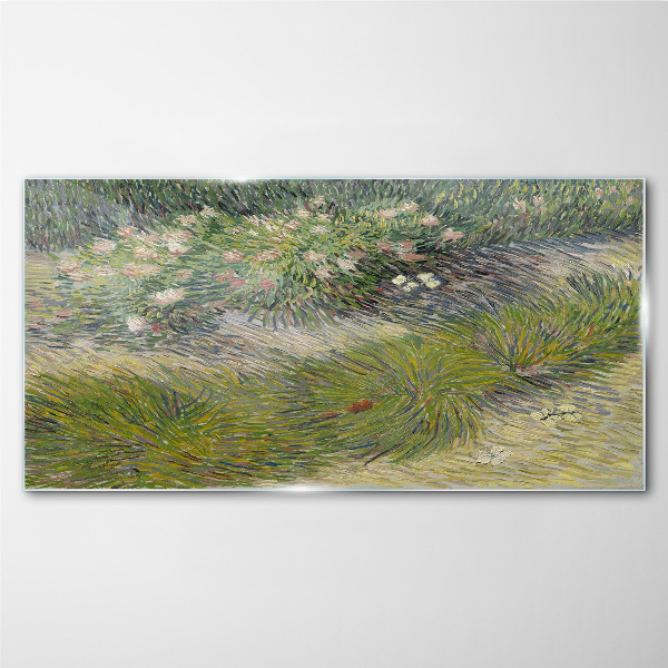 Glas bild Blumen im Gras