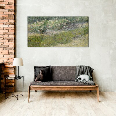 Glas bild Blumen im Gras
