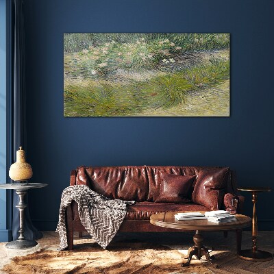 Glas bild Blumen im Gras