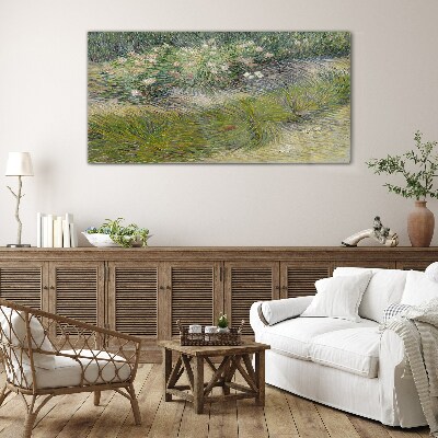 Glas bild Blumen im Gras