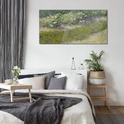 Glas bild Blumen im Gras