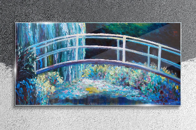 Foto auf glas Blumen-Brückenmalerei