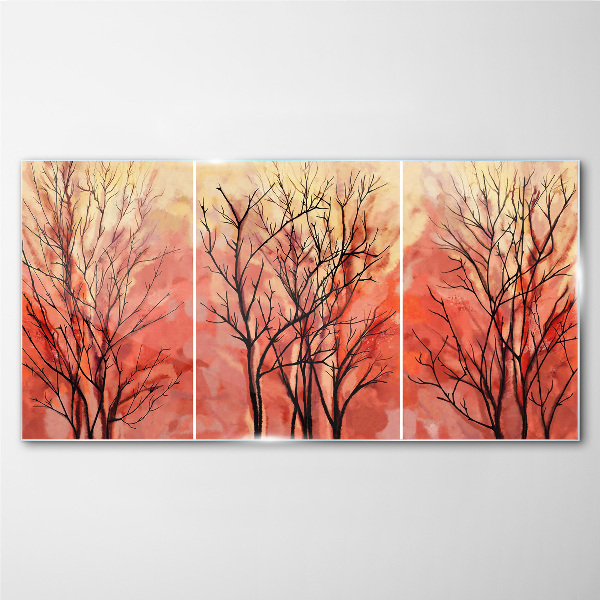 Glasbild Herbstbäume in Pastellfarben