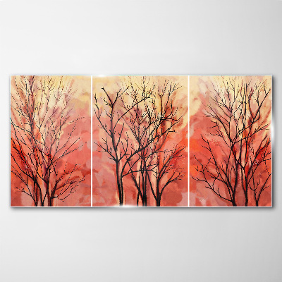 Glasbild Herbstbäume in Pastellfarben