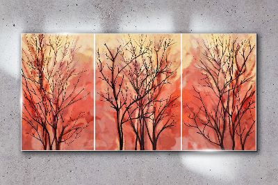 Glasbild Herbstbäume in Pastellfarben