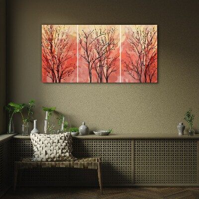 Glasbild Herbstbäume in Pastellfarben