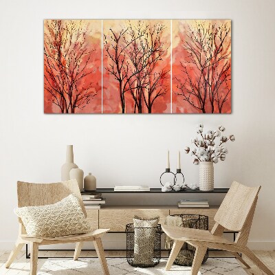 Glasbild Herbstbäume in Pastellfarben