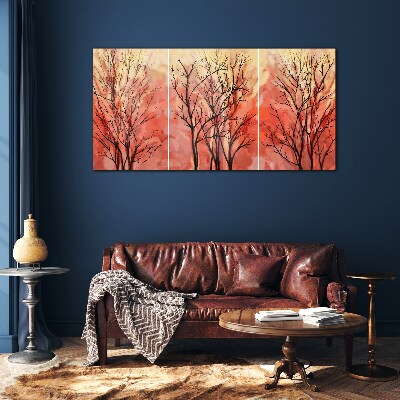 Glasbild Herbstbäume in Pastellfarben
