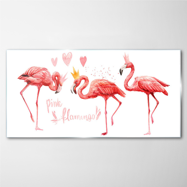 Bild auf glas Rosa Flamingos mit Kronen