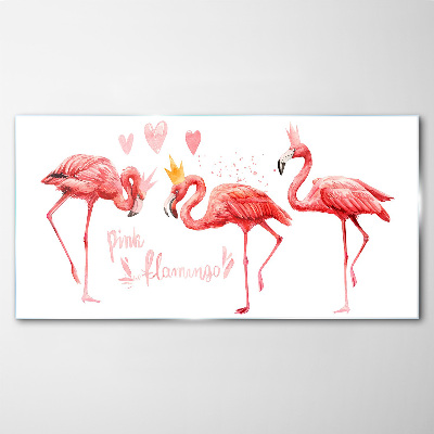 Bild auf glas Rosa Flamingos mit Kronen