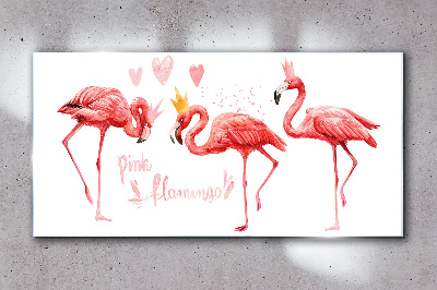 Bild auf glas Rosa Flamingos mit Kronen