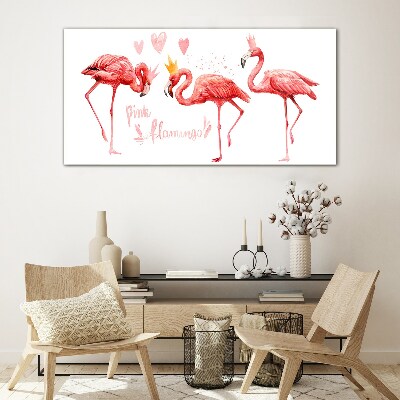 Bild auf glas Rosa Flamingos mit Kronen