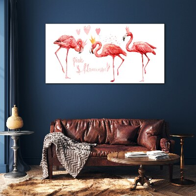 Bild auf glas Rosa Flamingos mit Kronen
