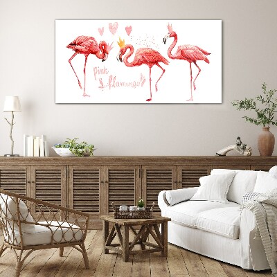 Bild auf glas Rosa Flamingos mit Kronen