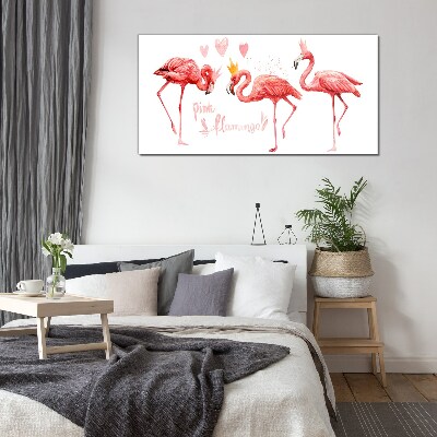 Bild auf glas Rosa Flamingos mit Kronen