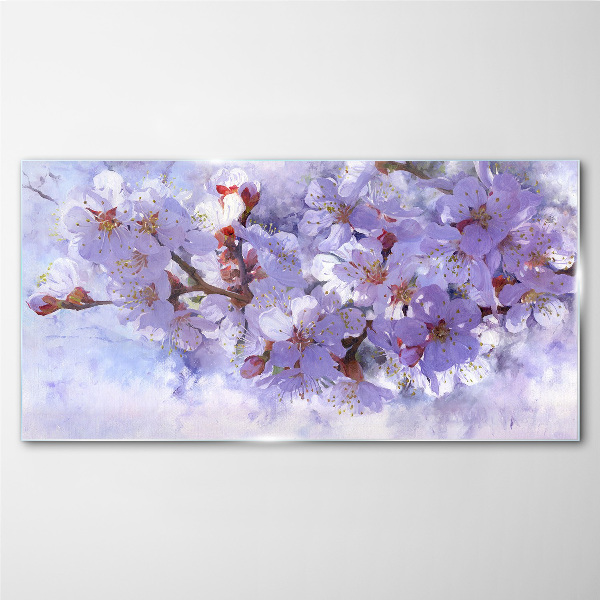 Glasbild Blumengenuss in Lilatönen