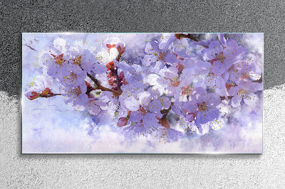 Glasbild Blumengenuss in Lilatönen