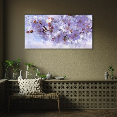 Glasbild Blumengenuss in Lilatönen