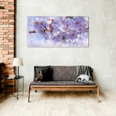 Glasbild Blumengenuss in Lilatönen