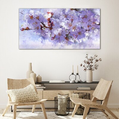 Glasbild Blumengenuss in Lilatönen