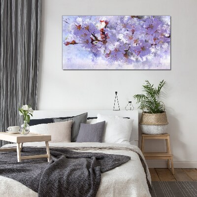 Glasbild Blumengenuss in Lilatönen