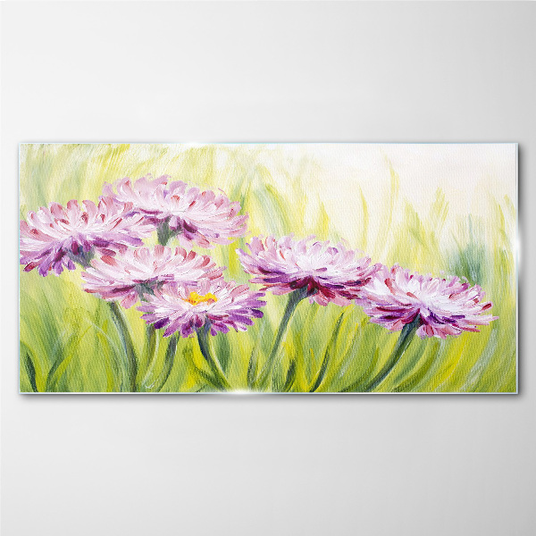 Glasbild Blumen auf einer Frühlingswiese