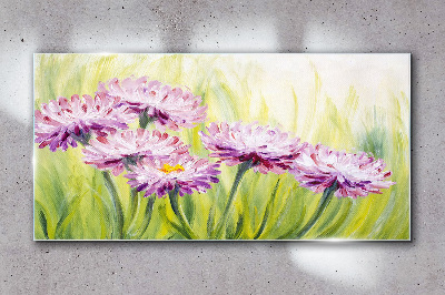 Glasbild Blumen auf einer Frühlingswiese