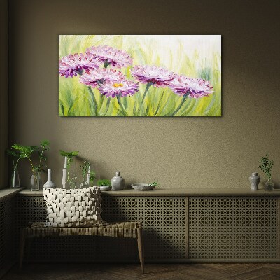Glasbild Blumen auf einer Frühlingswiese