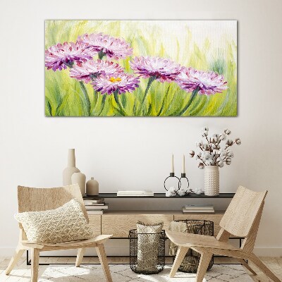 Glasbild Blumen Pflanzen Gras