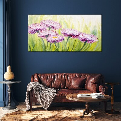 Glasbild Blumen auf einer Frühlingswiese