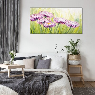 Glasbild Blumen Pflanzen Gras