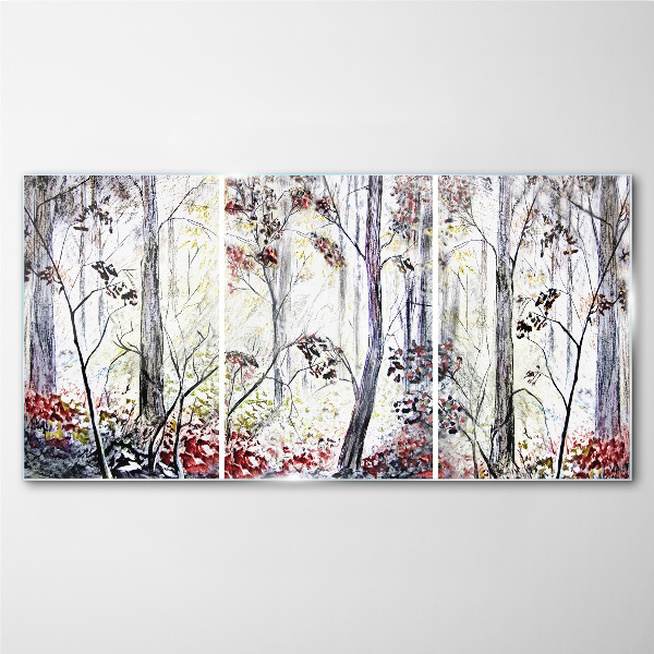 Glasbild Waldnebel