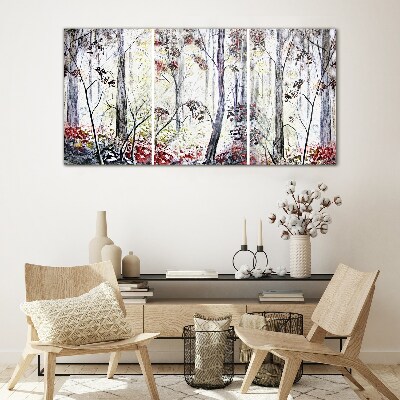 Glasbild Waldnebel