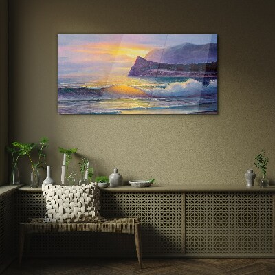 Glas bild Sonnenuntergang über dem Ozean