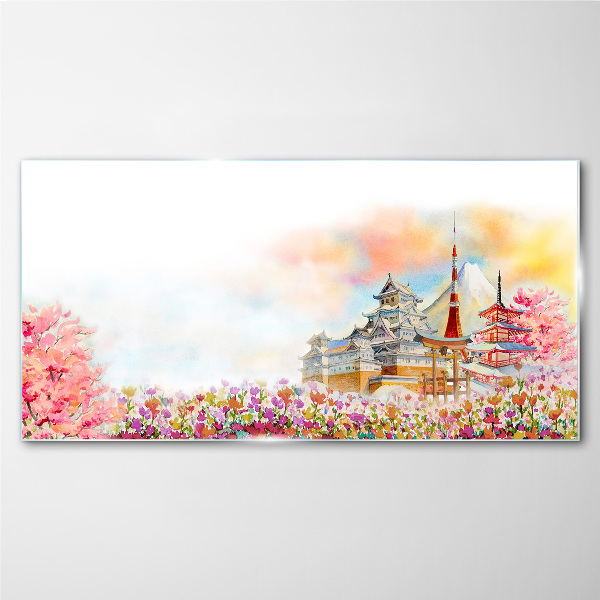 Glasbild Japanische Frühlingslandschaft