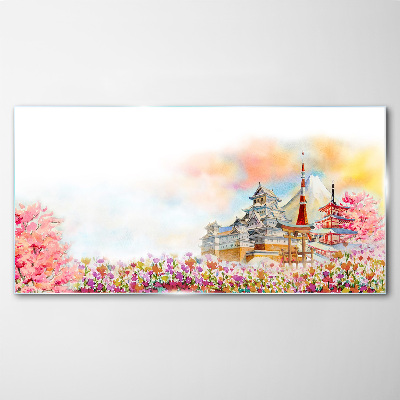 Glasbild Japanische Frühlingslandschaft