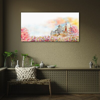 Glasbild Japanische Frühlingslandschaft